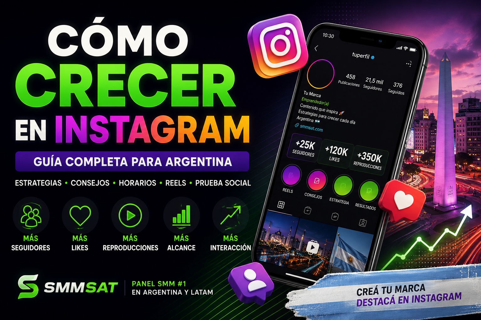 Cómo crecer en Instagram Argentina con SMMSAT