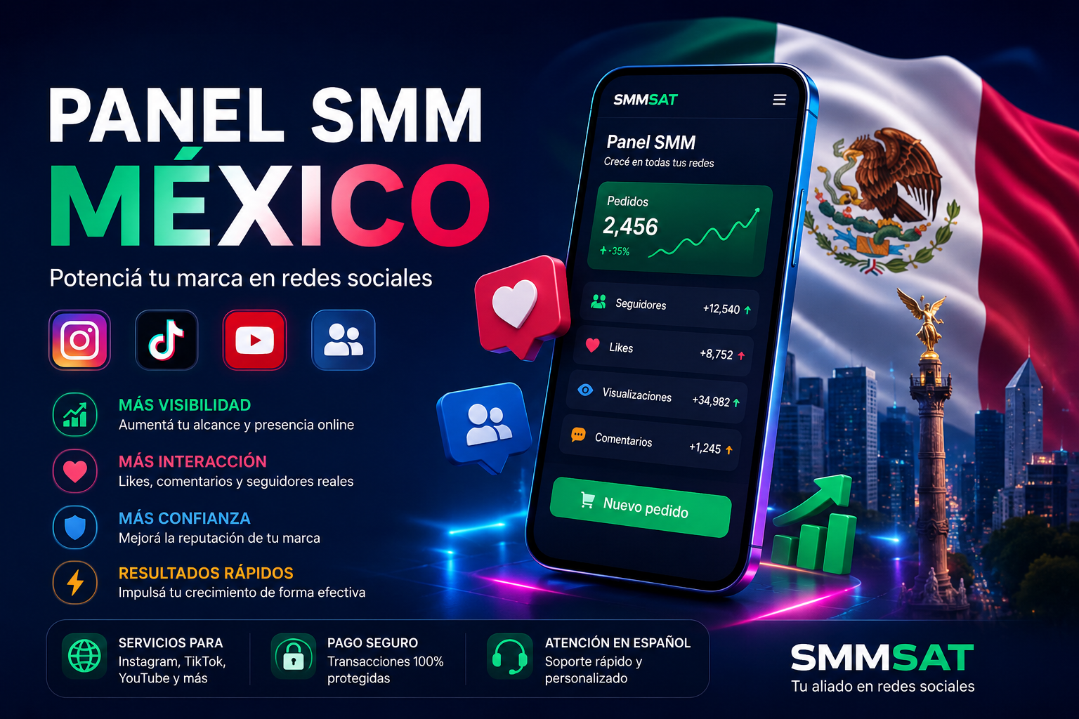 Panel SMM México para Instagram TikTok YouTube y redes sociales