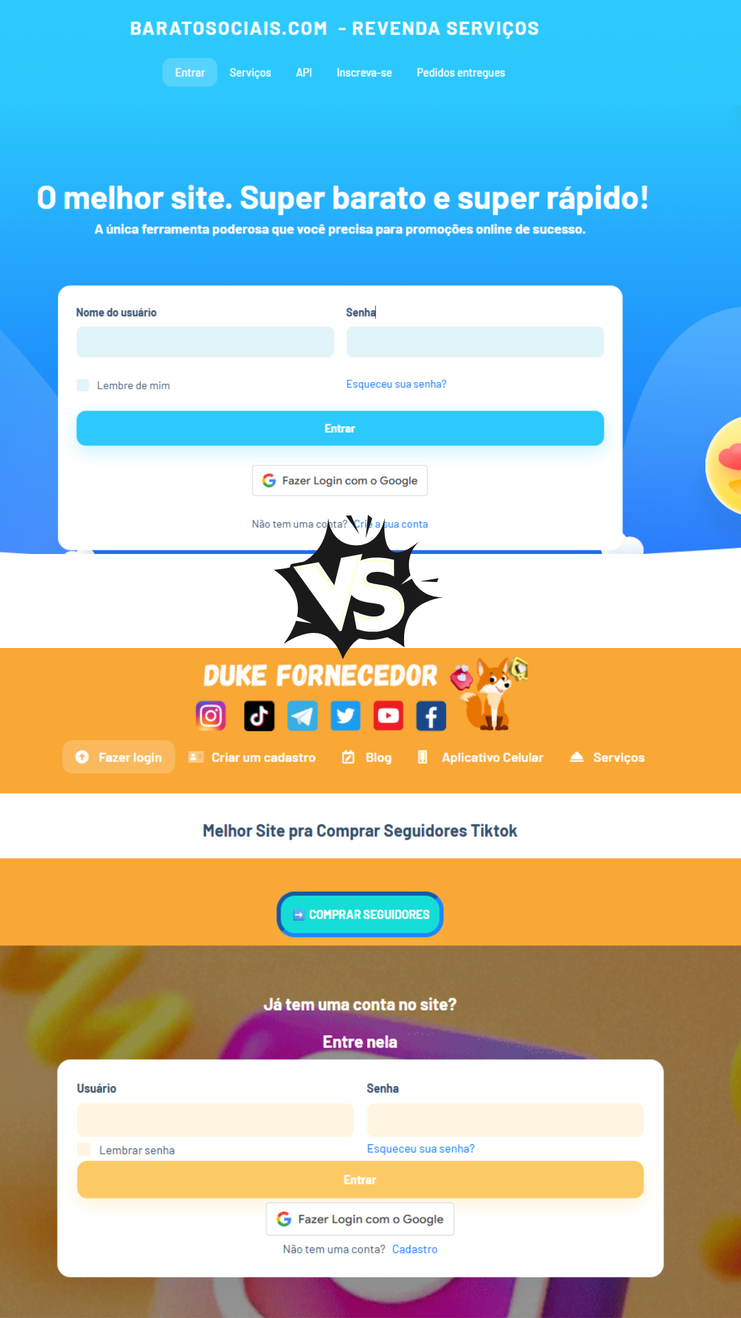 Barato Sociais VS Duke Fornecedor Barato Sociais VS Duke Fornecedor