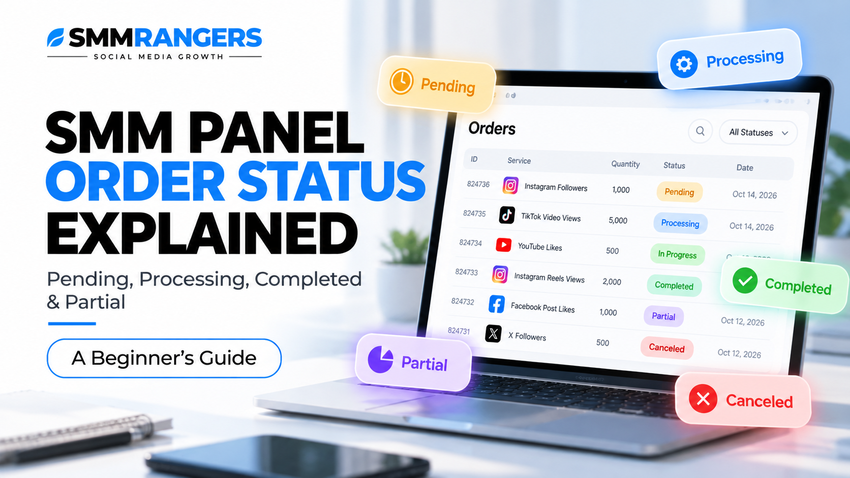 SMM Panel Order Status Explained: Pending, Processing, Completed & Partial