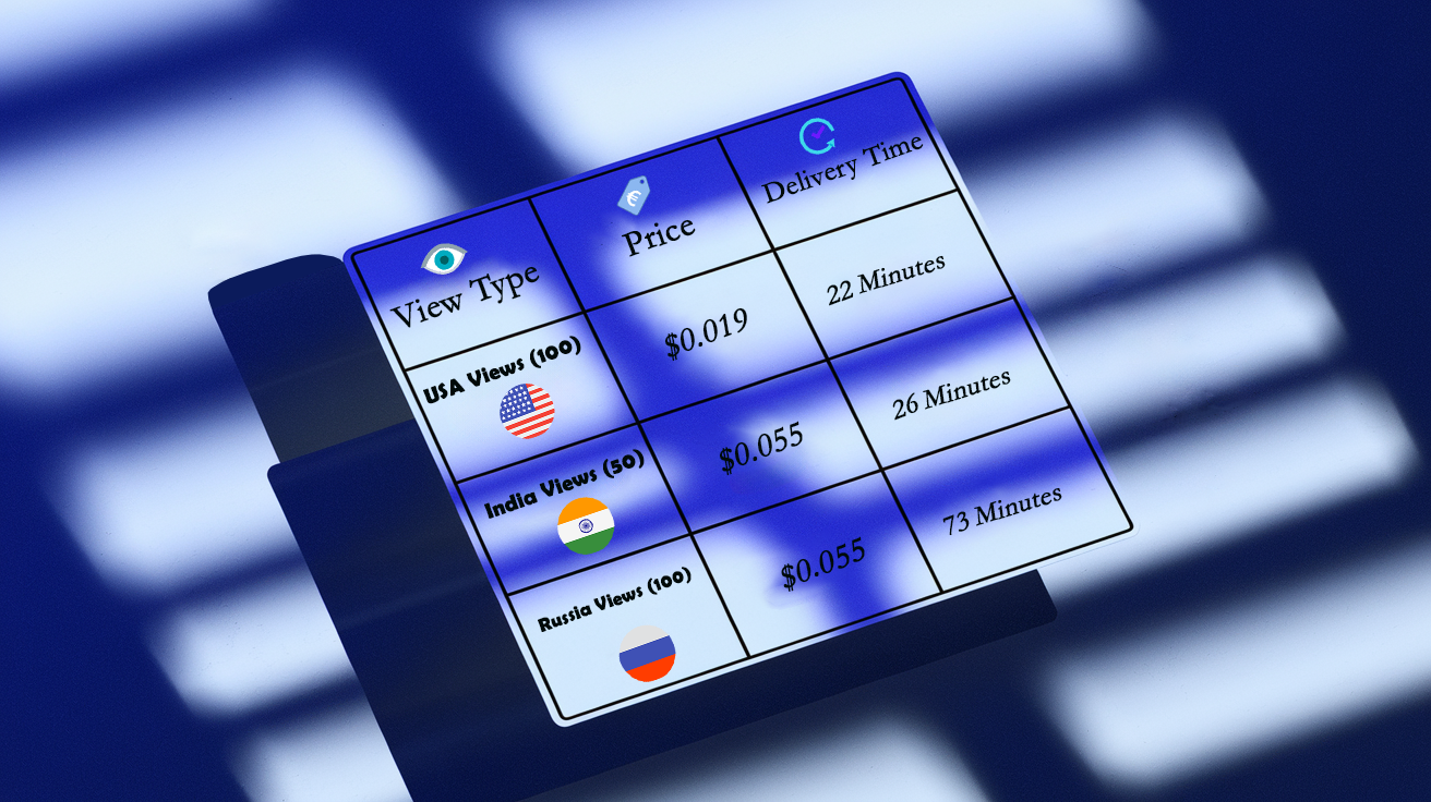 table format for easier scanning of Pricing of Buy Telegram Views:  View Type	Price	Delivery Time USA Views (100)	$0.019	22 minutes India Views (50)	$0.055	26 minutes Russia Views (100)	$0.055	1 hour 13 minutes