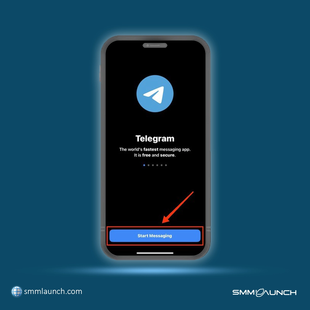 Tap on Start Messaging on iPhone - How to get a free telegram account on iPhone