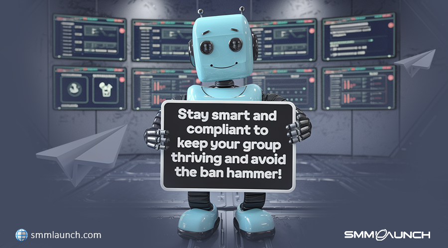 A friendly blue robot holding a sign that says, 