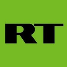 RT logo prominently displayed on a vibrant green background, emphasizing the brand's identity and visual appeal.