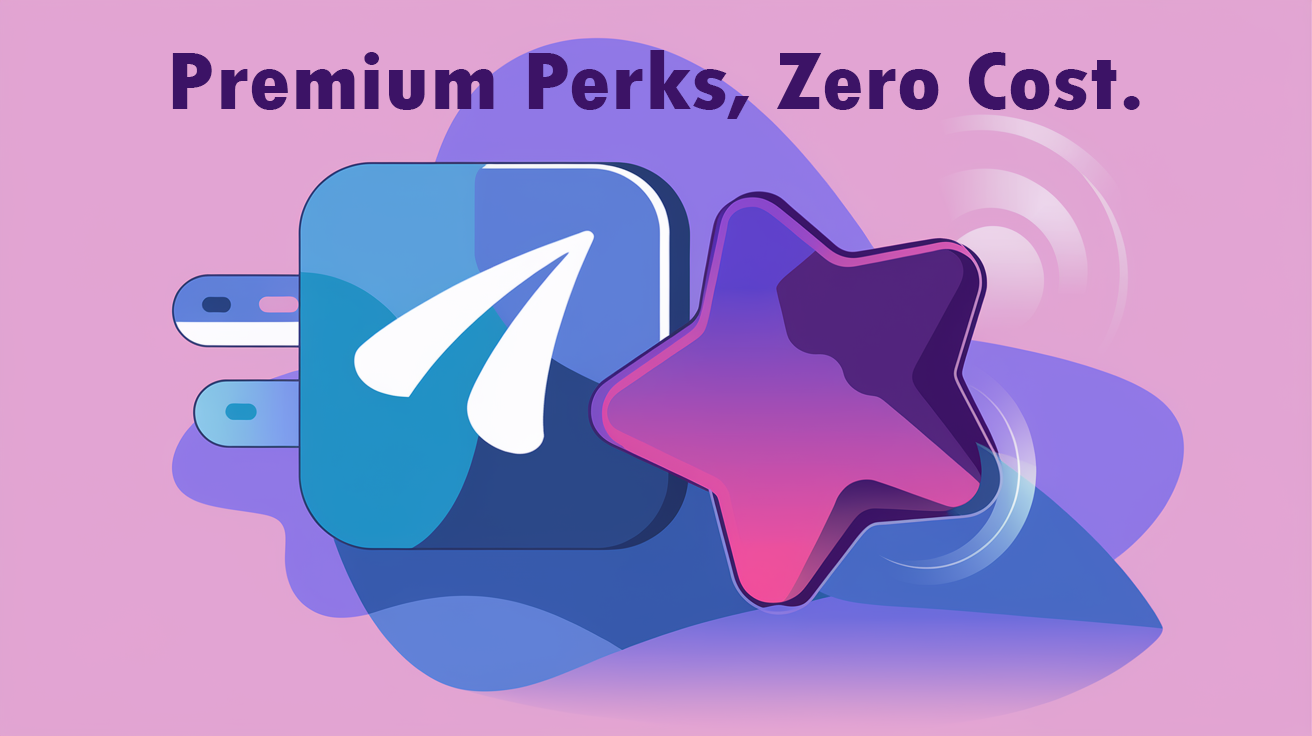 Telegram Premium Membership Free - Premium Perks at Zero Cost. Illustration featuring Telegram logo with a premium star icon, symbolizing free premium benefits.