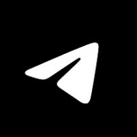  The Telegram logo set against a black background, highlighting its distinctive shape and vibrant color in a minimalist style.