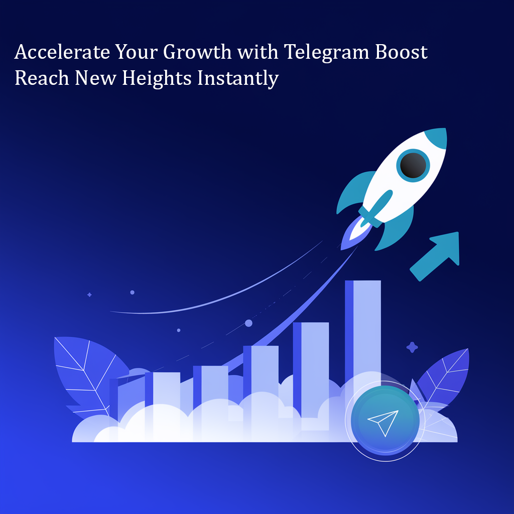 A rocket launching upward over a bar graph with an arrow, symbolizing growth and success. Text reads 'Accelerate Your Growth with Telegram Boost,' showcasing how to Buy Telegram Channel Boost to improve visibility and rankings.