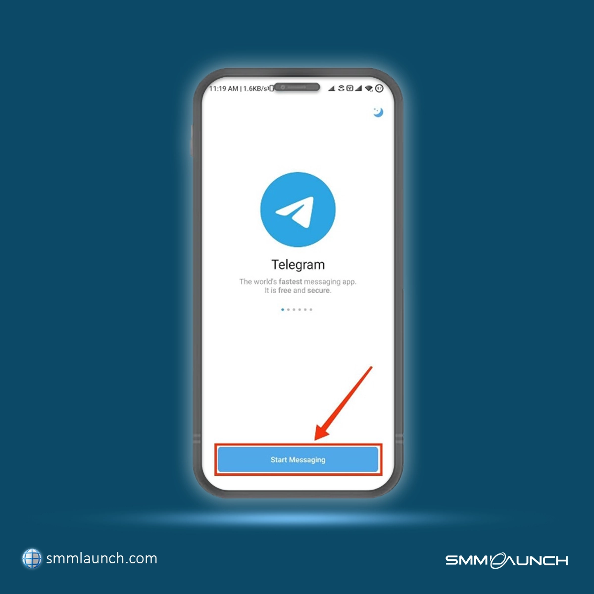 Click on Start Messaging on Android - How to get a free telegram account