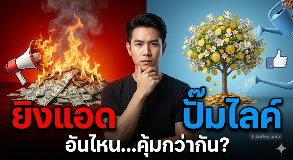 ยิงแอด vs ปั๊มไลค์เพจ: แบบไหนคุ้มค่าการลงทุนมากกว่ากัน? เจาะลึกความจริงปี 2026