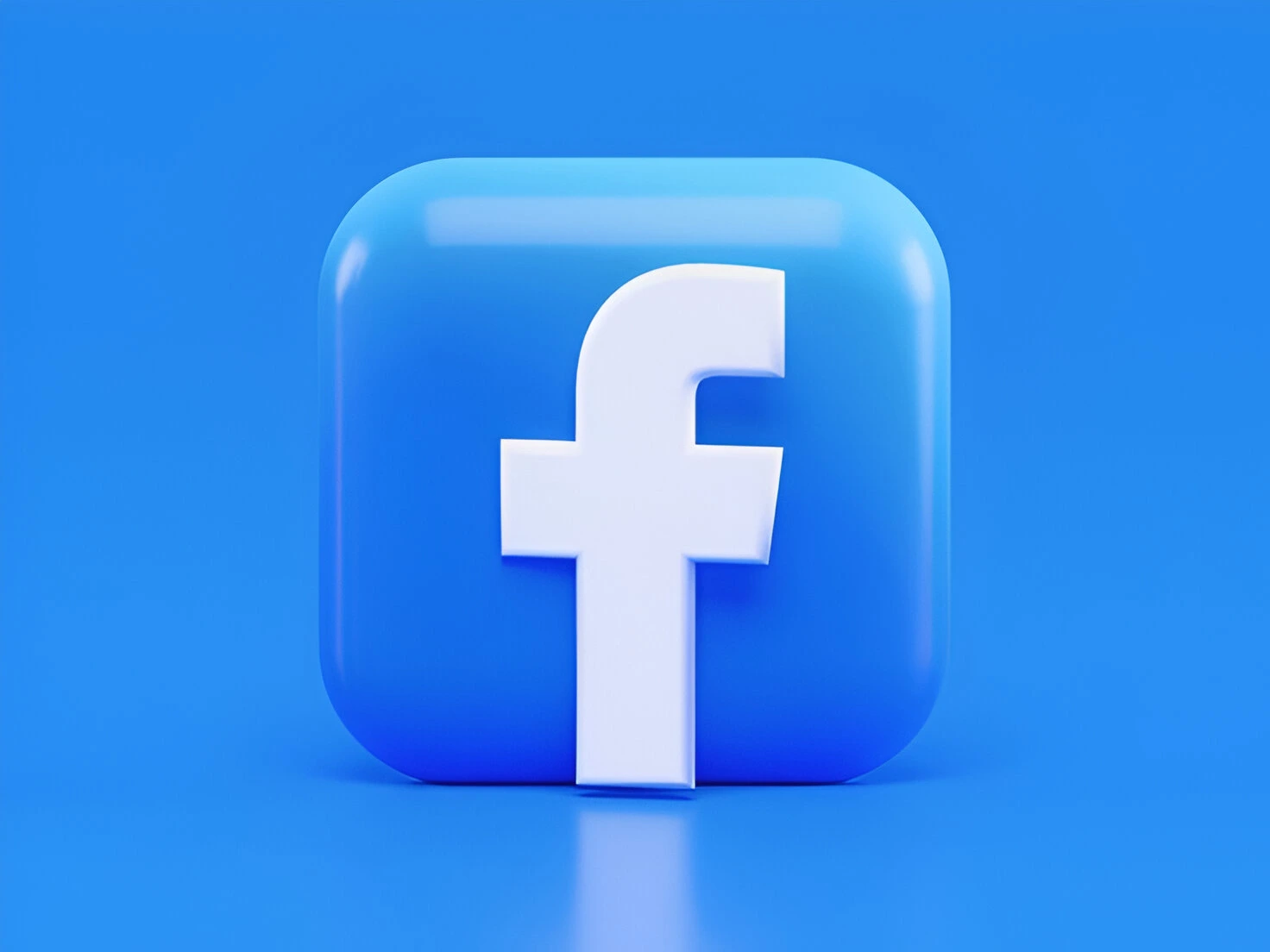  Facebook icon rendered in 3D, displayed on a striking blue background