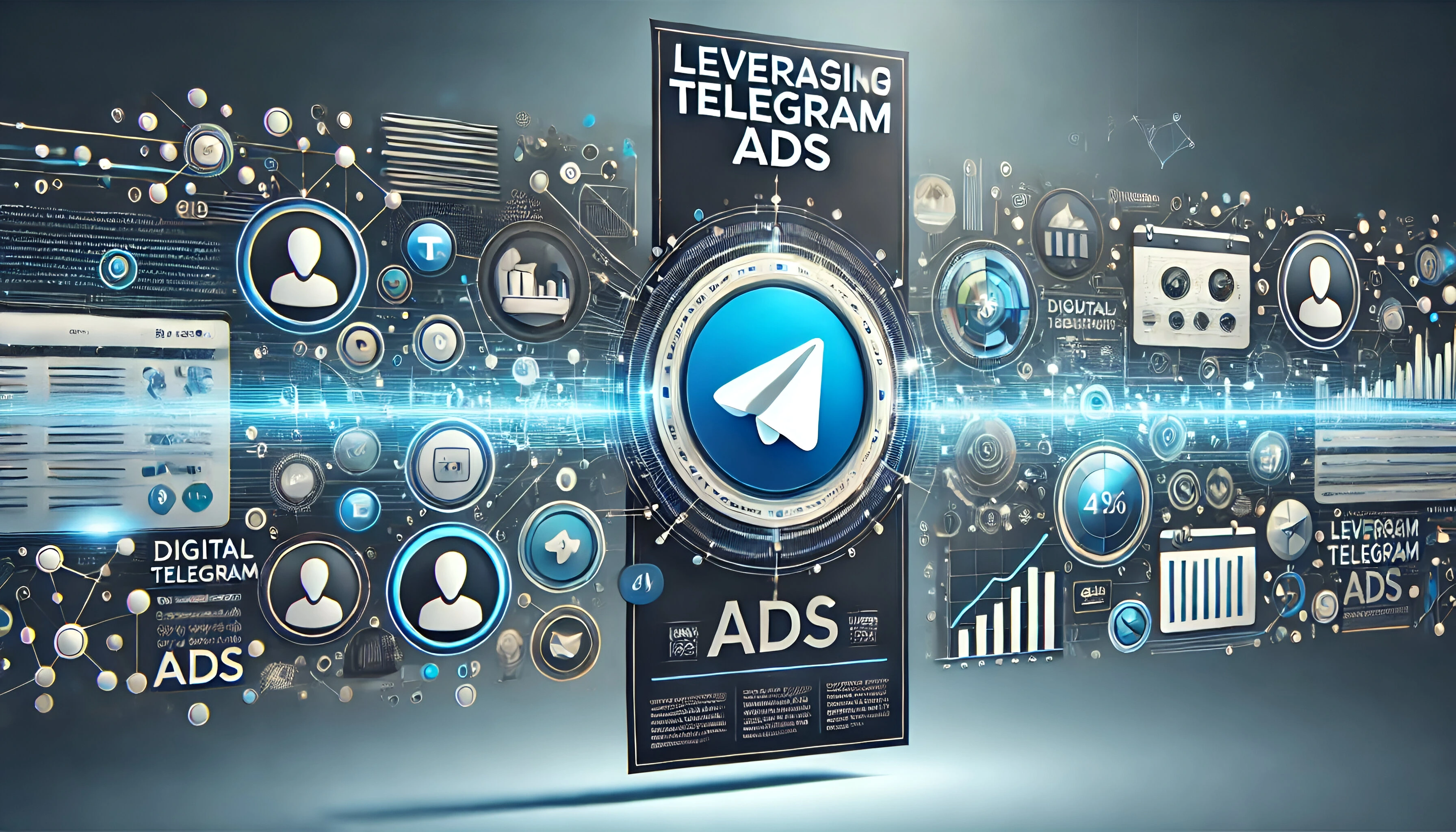 An illustration of Telegram advertising methods, emphasizing creative marketing approaches to reach potential customers.