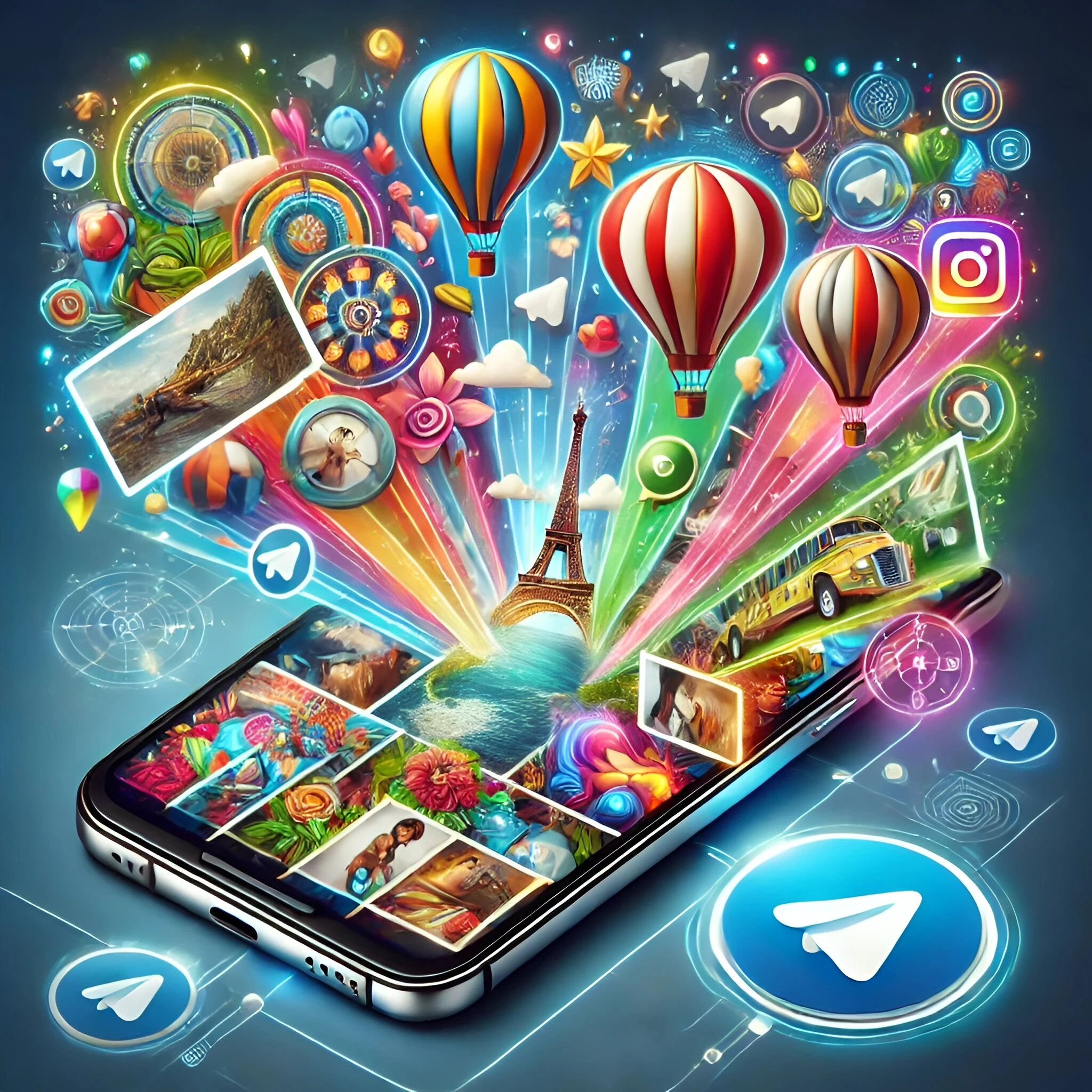 A vibrant illustration showcasing the Power of Visual Content on Telegram