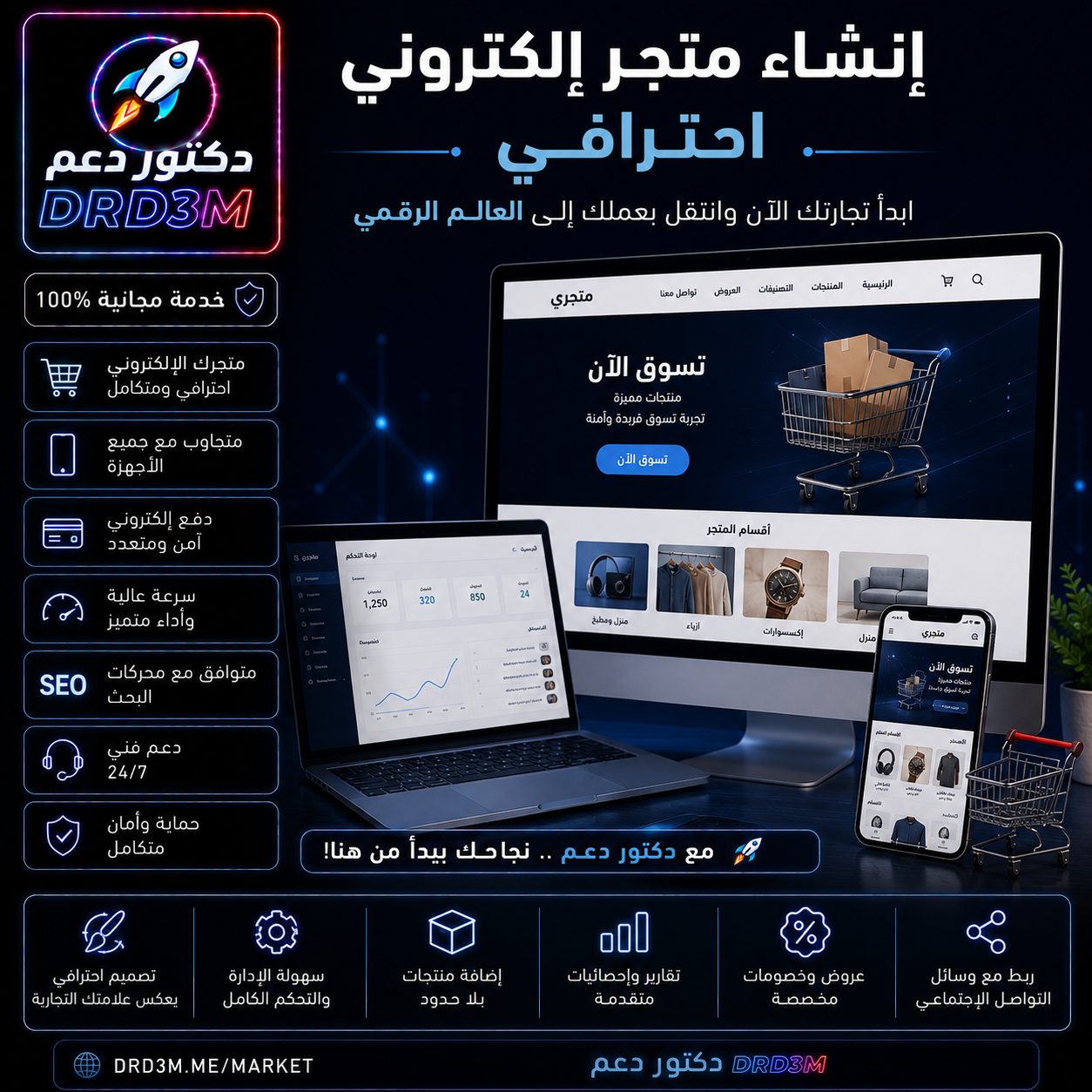 إنشاء متجر خدمات سوشيال ميديا - دكتور دعم DrD3M