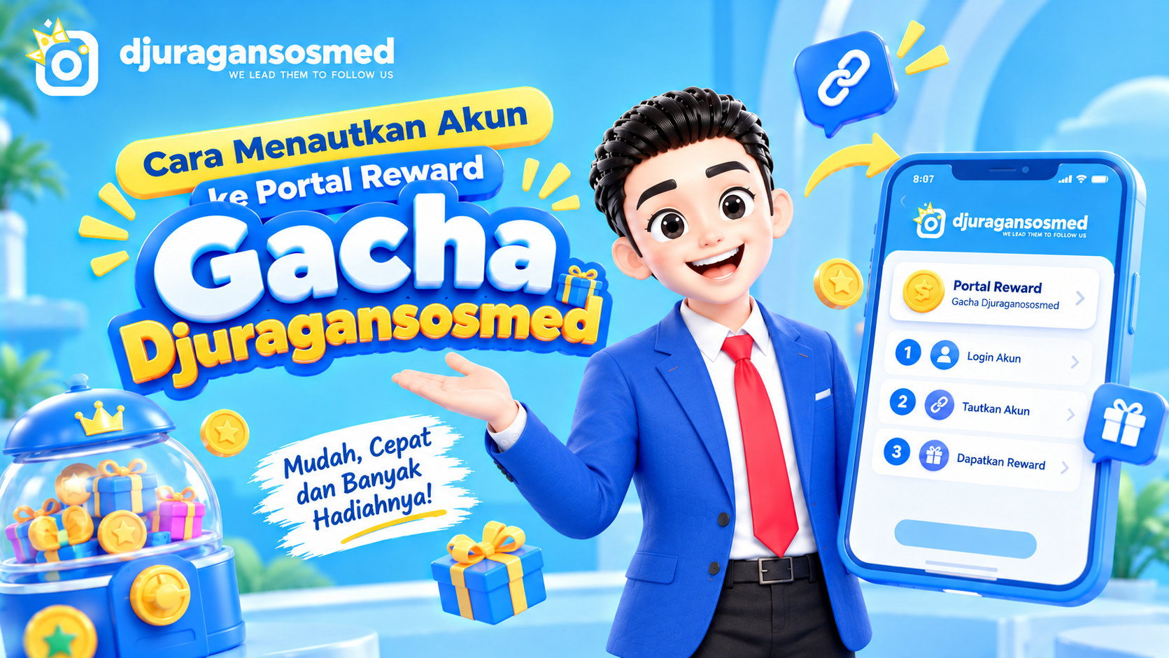 Djuragansosmed Gacha Reward Portal से अकाउंट कैसे लिंक करें