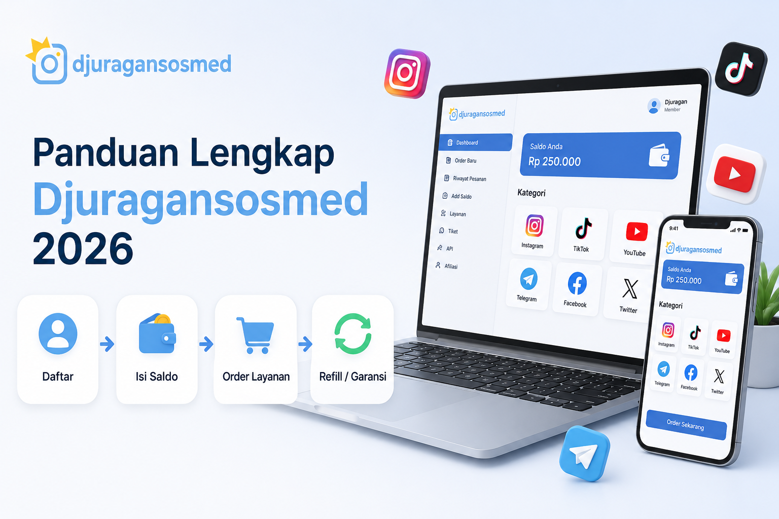 Panduan Lengkap Djuragansosmed.com 2026: Cara Daftar, Isi Saldo, Order Layanan, dan Klaim Refill dengan Mudah