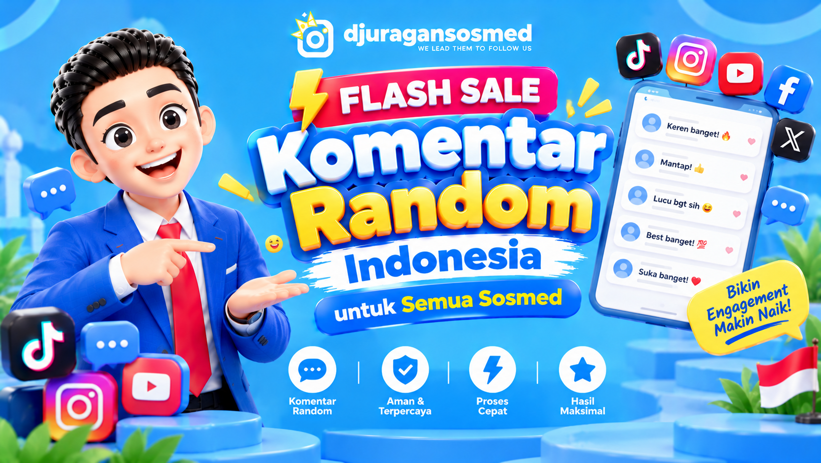 Flash Sale Random Comments for All Social Media