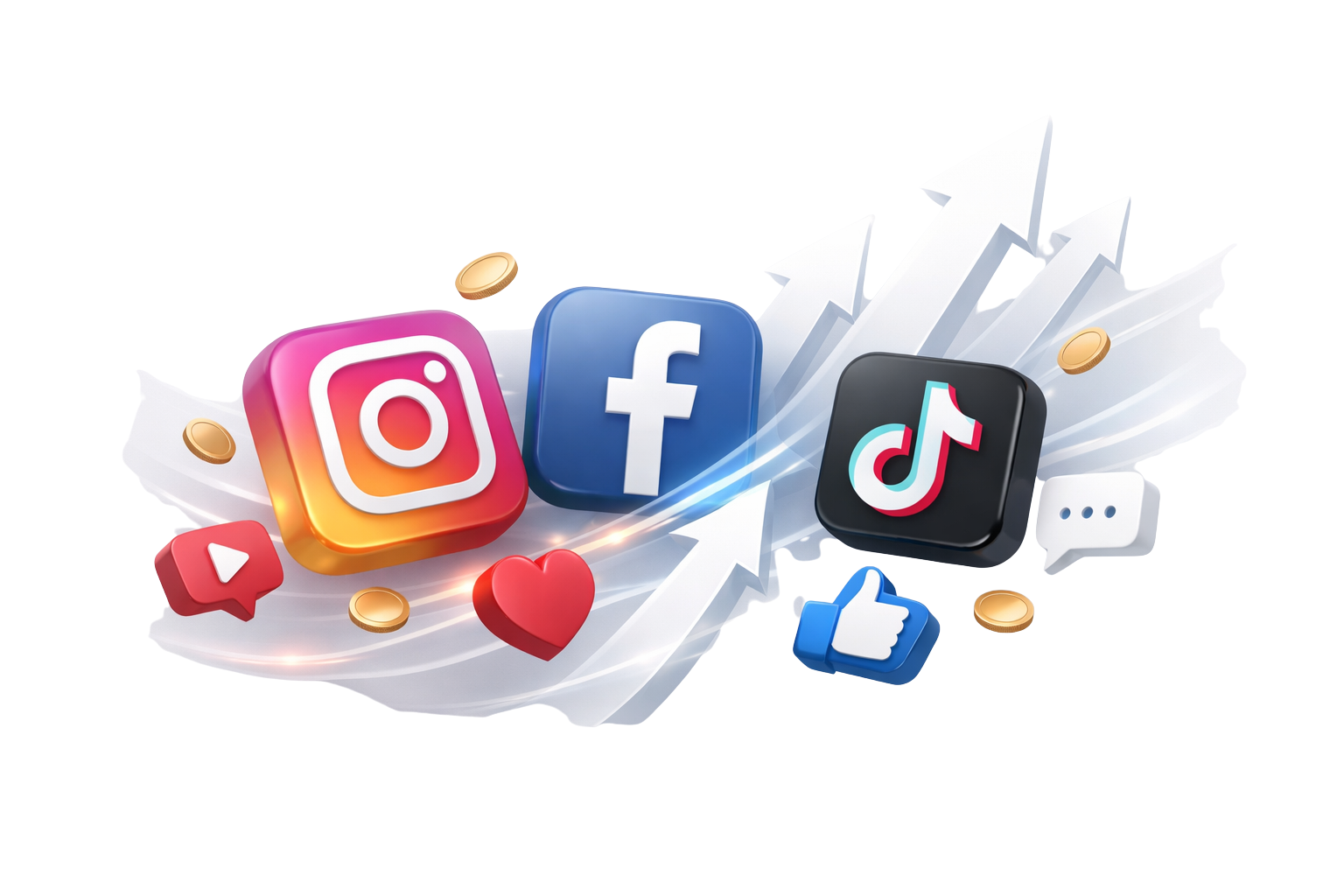 Promotional graphic for IGCPANEL featuring the company logo and icons representing followers, likes, comments, and views. Below are the official logos for Instagram, Facebook, and TikTok.
