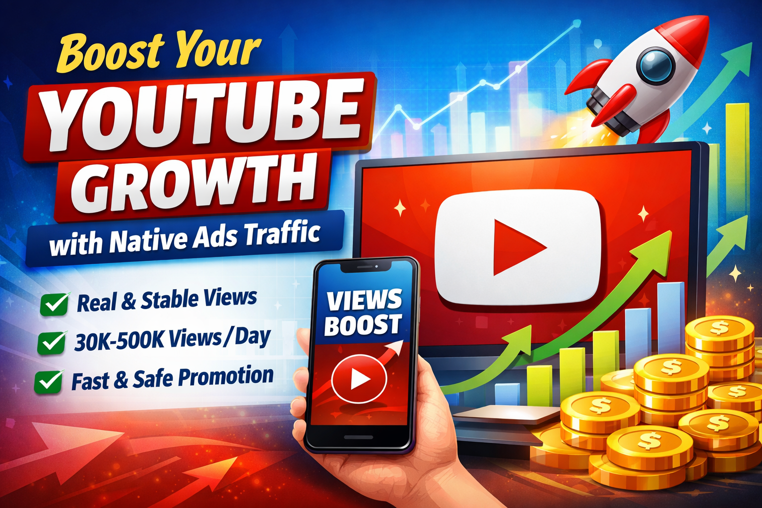 Buy YouTube Views Fast No Drop | Native Ads Traffic 