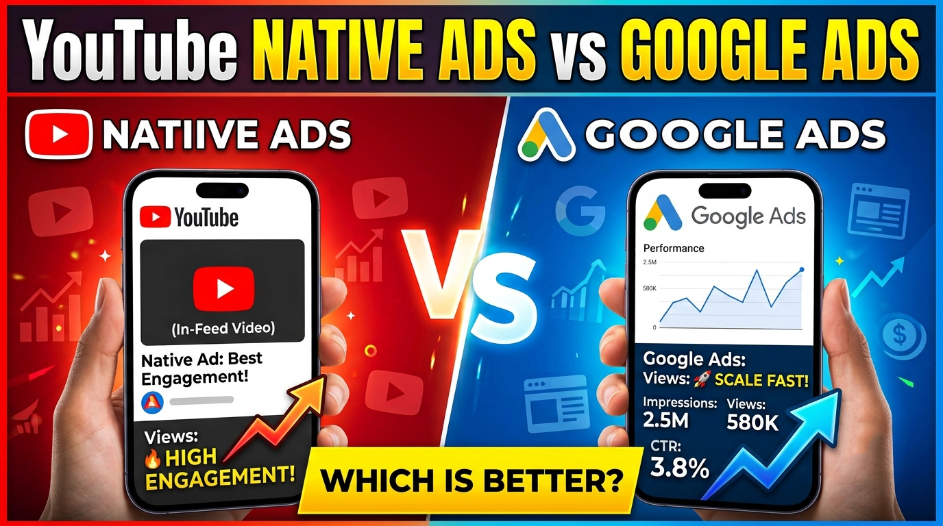 YouTube Native Ads Views vs Google Ads Views