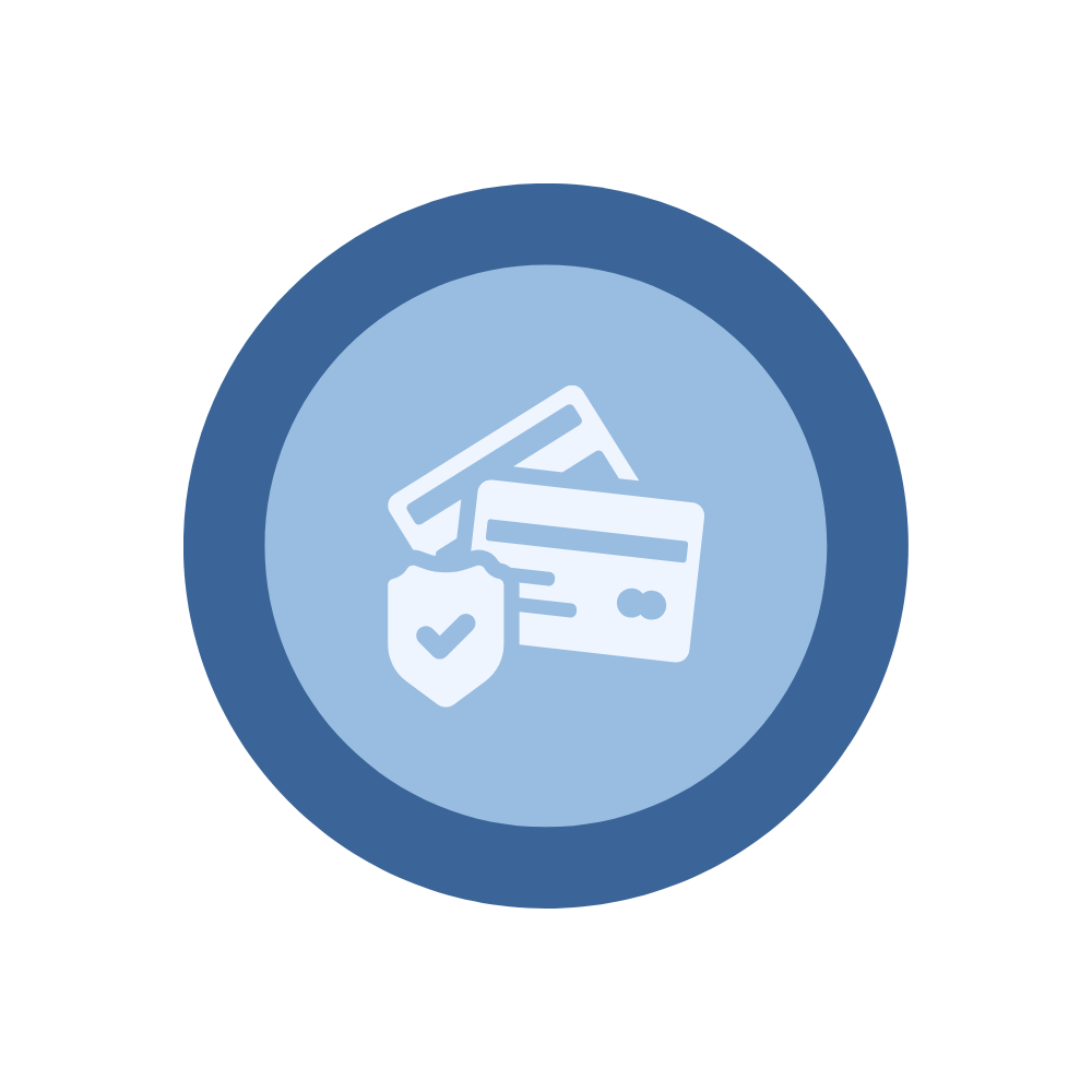 Shield and credit card icon showing secure payment options for SMM panel