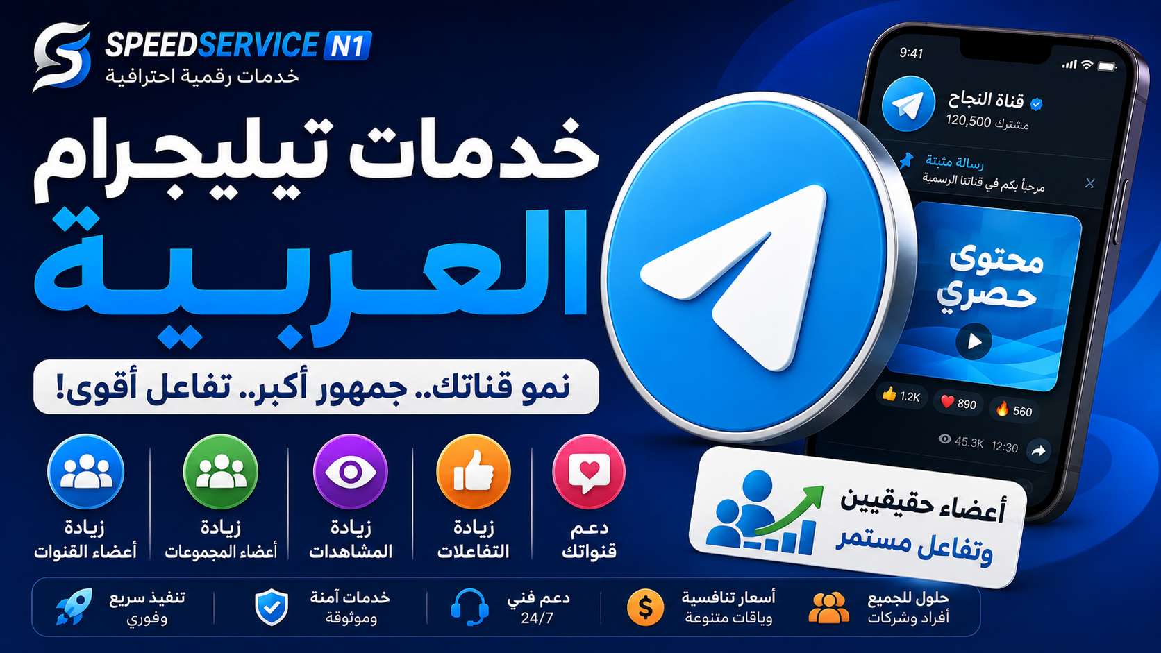 خدمات تيليجرام العربية | الدليل الشامل لزيادة أعضاء القنوات والمجموعات وتعزيز التفاعل