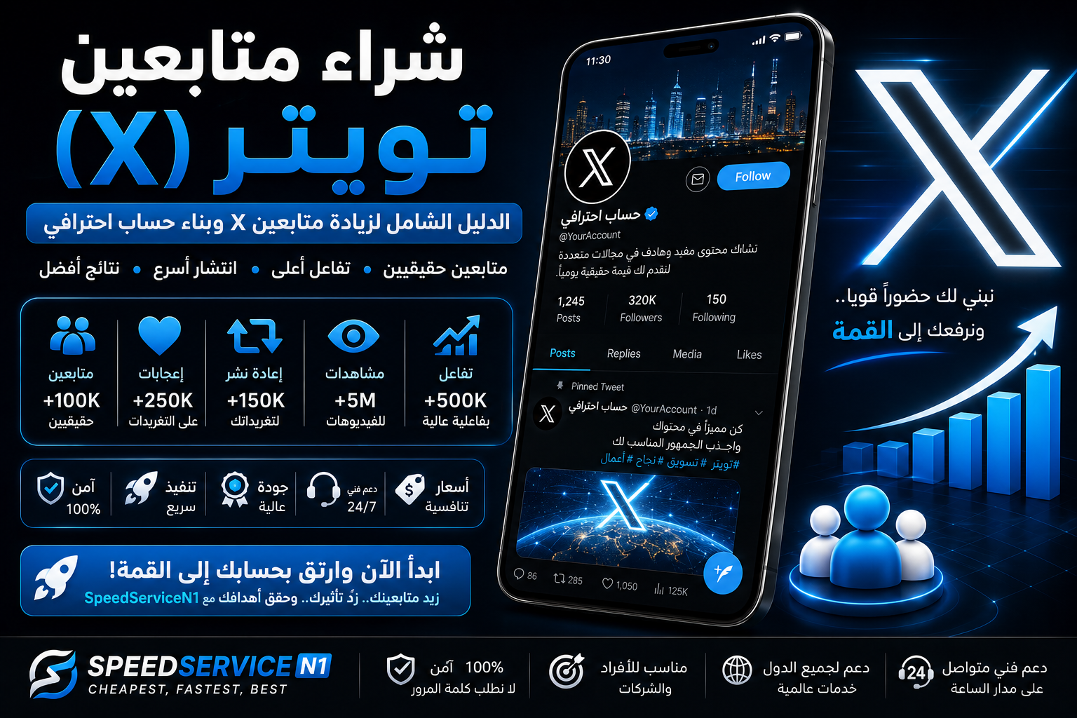 شراء متابعين تويتر (X) | الدليل الشامل لزيادة متابعين X وبناء حساب احترافي