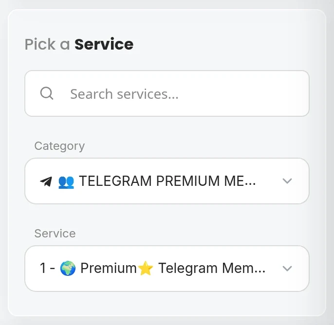 OneSMM order interface showing category and exact service selection
