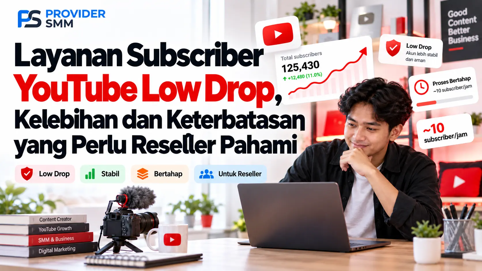Layanan Subscriber YouTube Low Drop, Kelebihan dan Keterbatasan yang Perlu Reseller Pahami