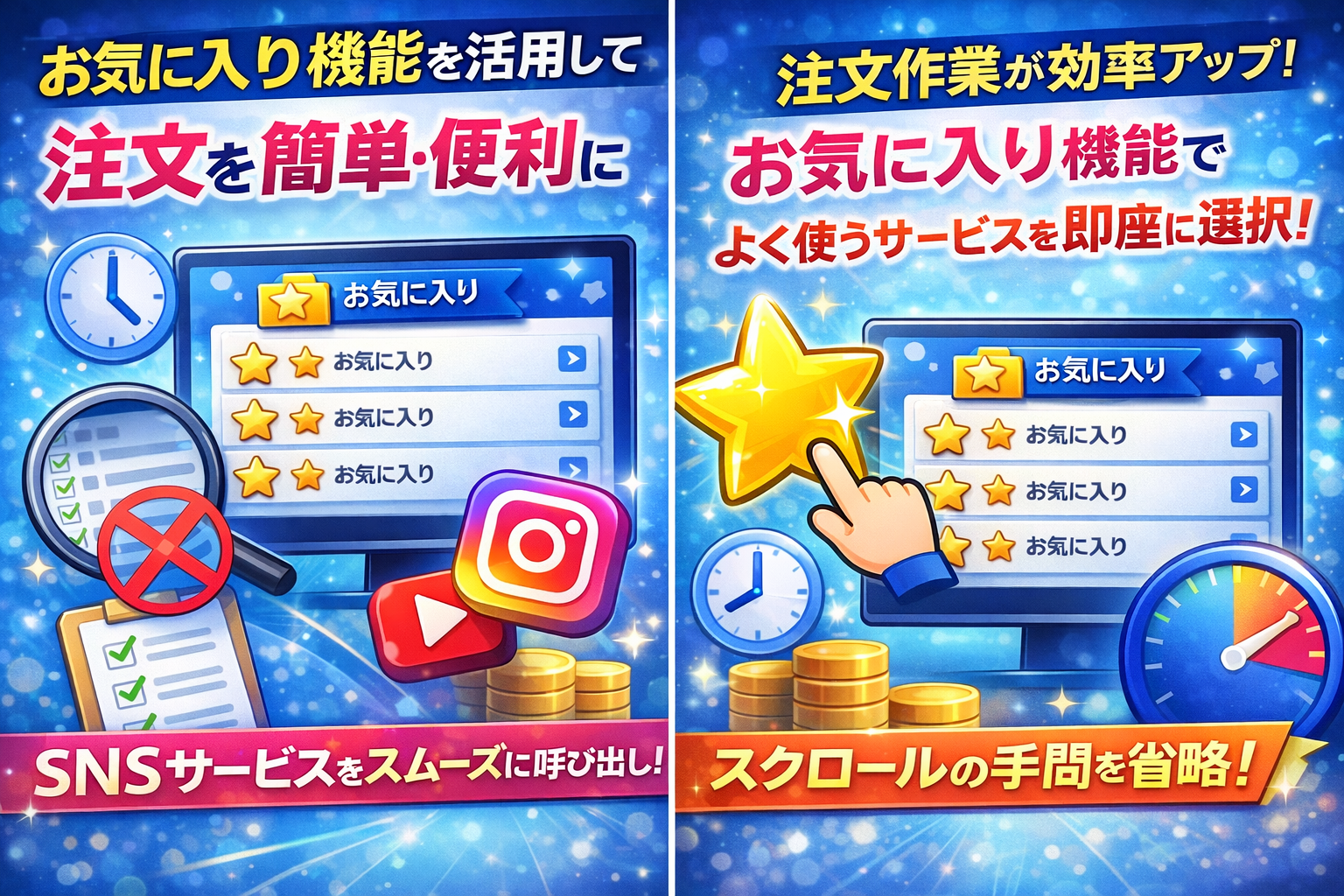 SMMパネルのお気に入り機能｜SNS増加サービスを効率よく管理できる便利機能