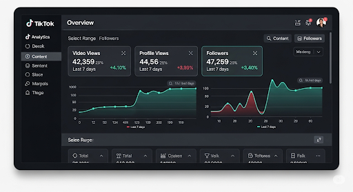 A screenshot of the overview page of tiktok analytics