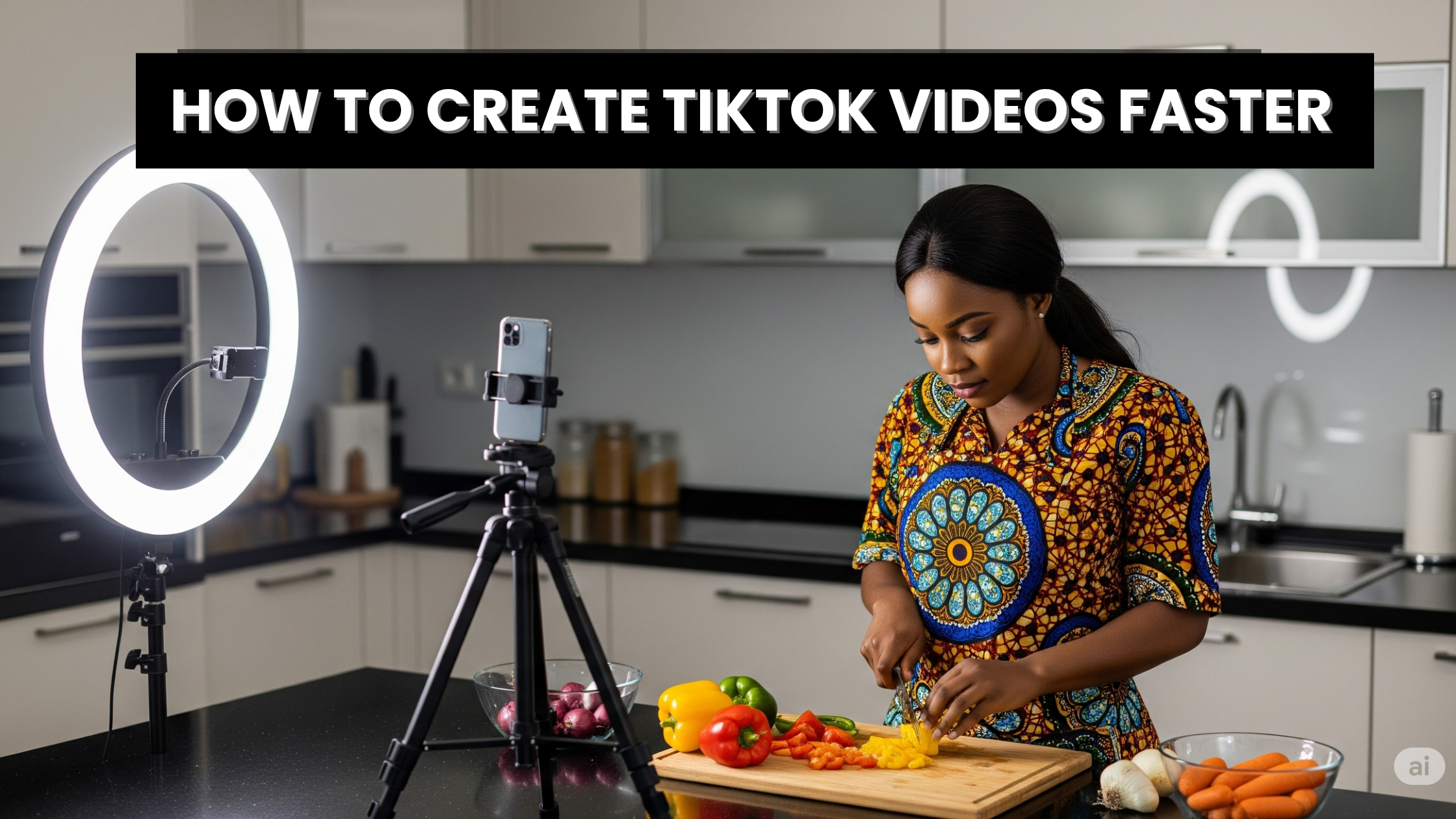 How to create more TikTok videos in less time A woman shooting a cooking TikTok