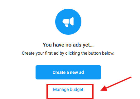 Telegram Ads budget management page
