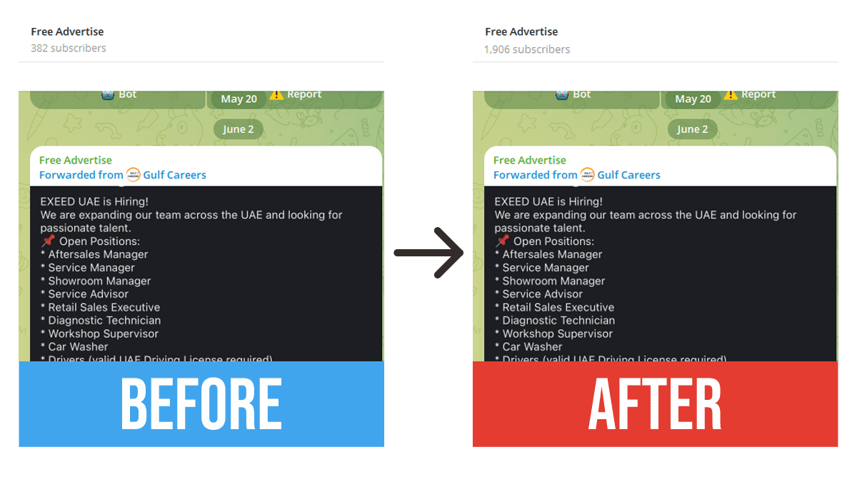 Free Telegram Members - Before and After