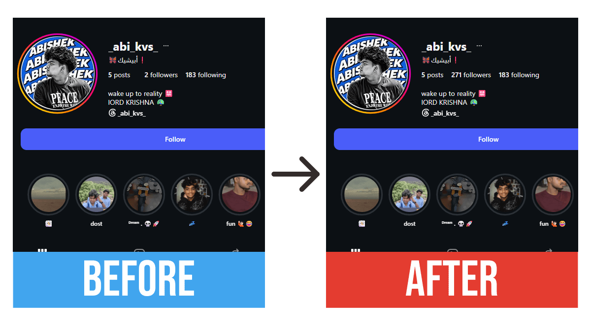 Free Instagram Followers Trial - Before and After