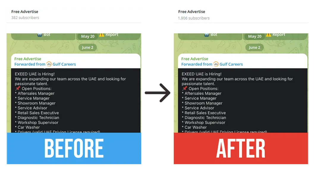Free Telegram Members - Before and After