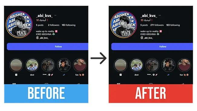 Free Instagram Followers Trial - Before and After