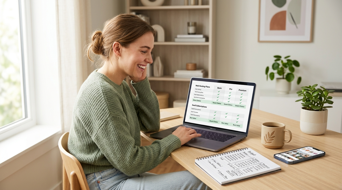 Smartphone displaying SMM service analytics next to a calculator and coins on a desk — featured image for a guide on finding affordable and reliable cheap SMM services in 2026.