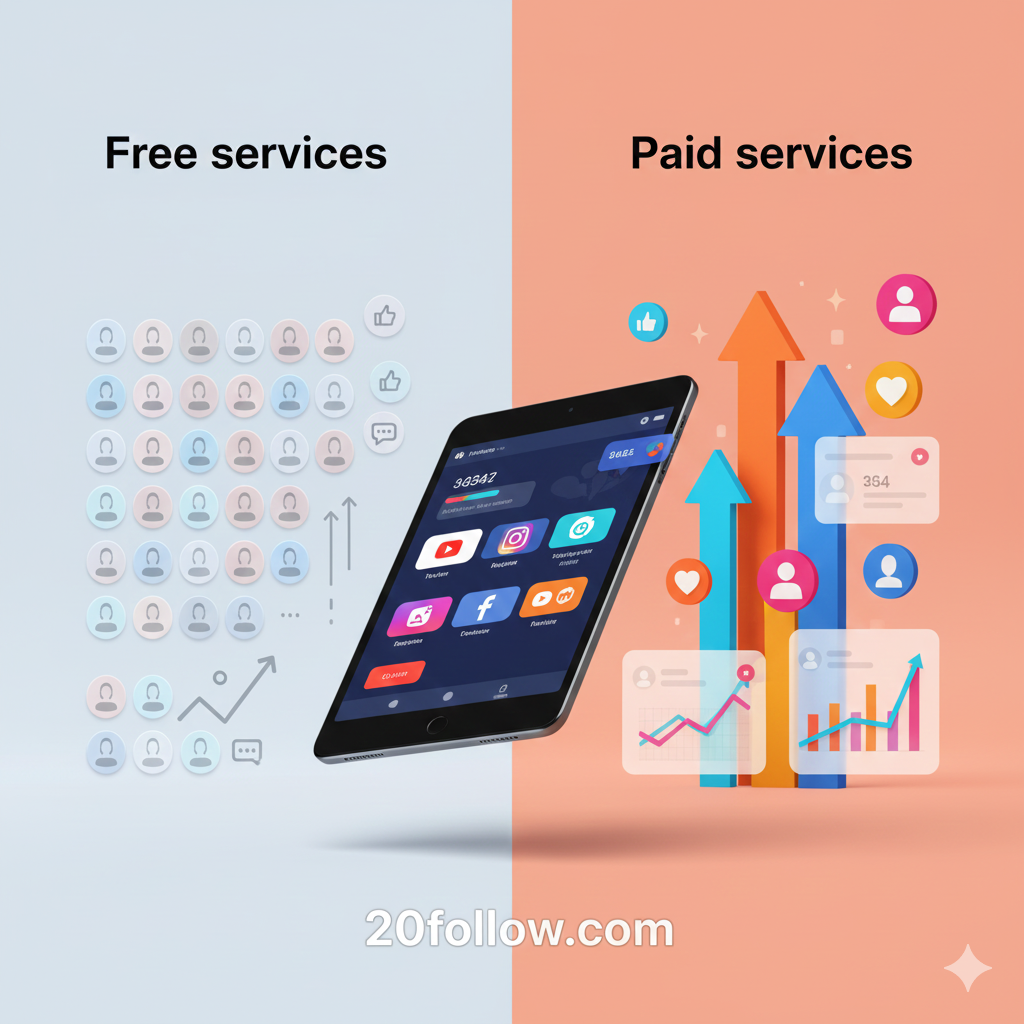 المقارنة بين المواقع المجانية والمدفوعة لزيادة المتابعين