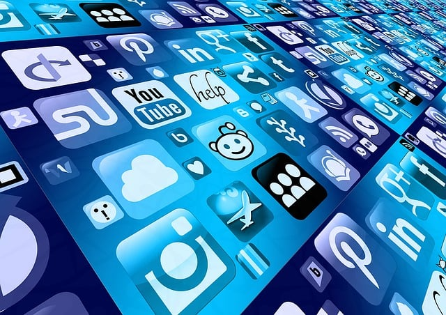Grid of social media app icons representing multi-platform growth across Instagram, YouTube, Facebook, X, and Spotify