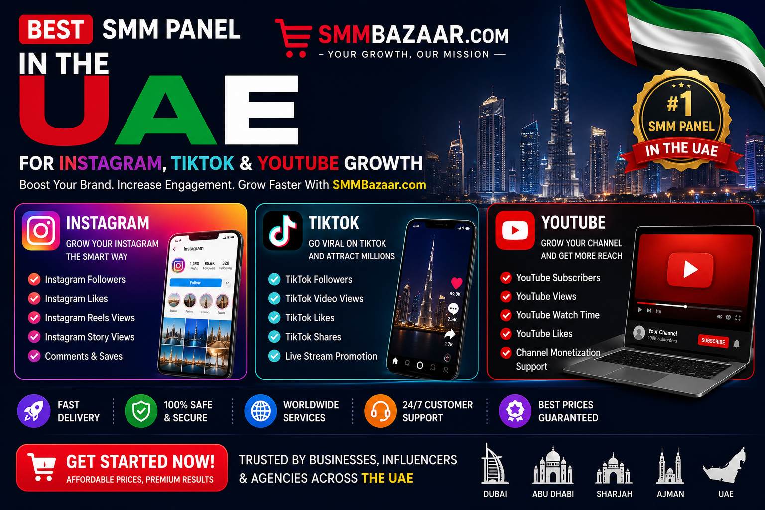 Best SMM Panel in the UAE for Instagram, TikTok, and YouTube Growth | SMMBazaar.com