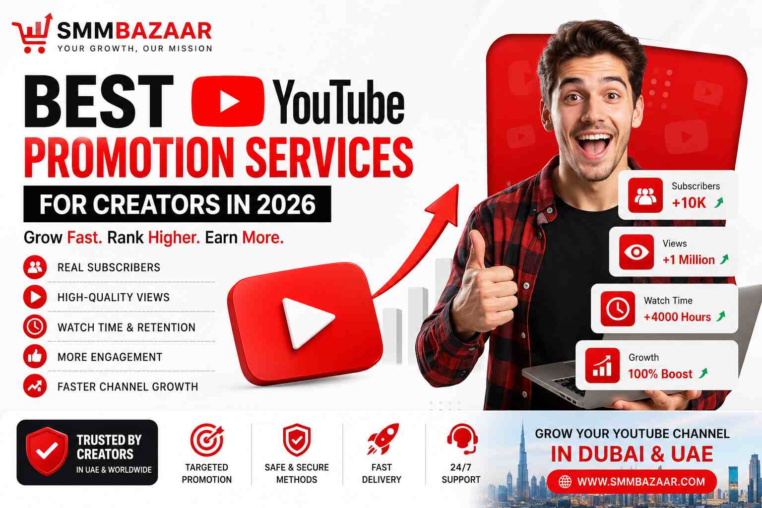 Best YouTube Promotion Services for Creators in 2026 — Grow Fast Subscribers, Views & Monetization (UAE Guide)
