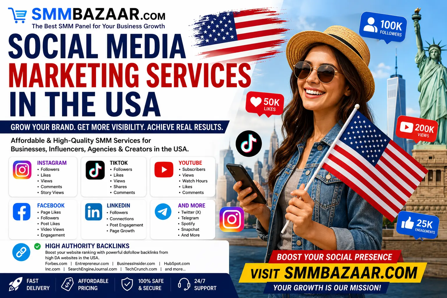 Best Social Media Marketing Services in USA for Instagram TikTok YouTube Growth by SMMBazaar.com