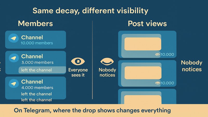 How Telegram member drops show publicly while post view decay stays hidden — FastGrow delivers Telegram services for channel owners weighing the risk