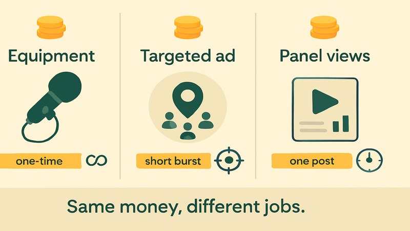 Comparing equipment, ads and panel views on a small creator budget — FastGrow delivers social media services for creators deciding where to spend