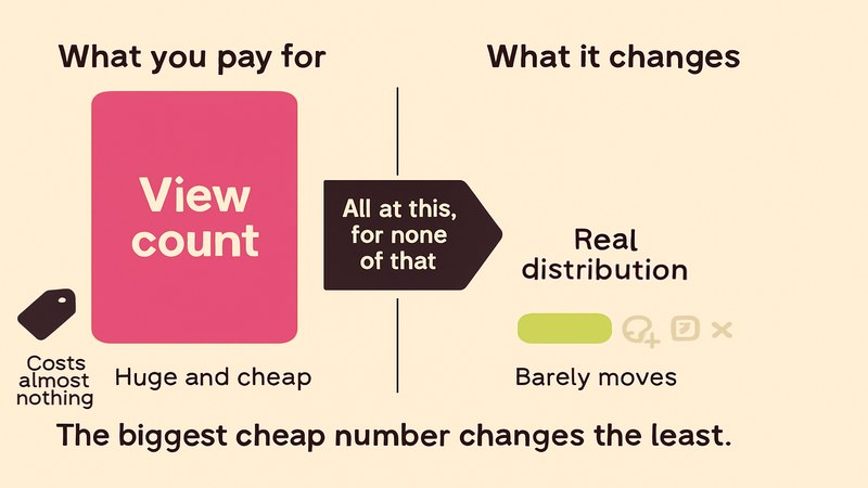 How a huge cheap Reels view count produces only a tiny real distribution effect — FastGrow delivers Reels services for creators chasing the right signals