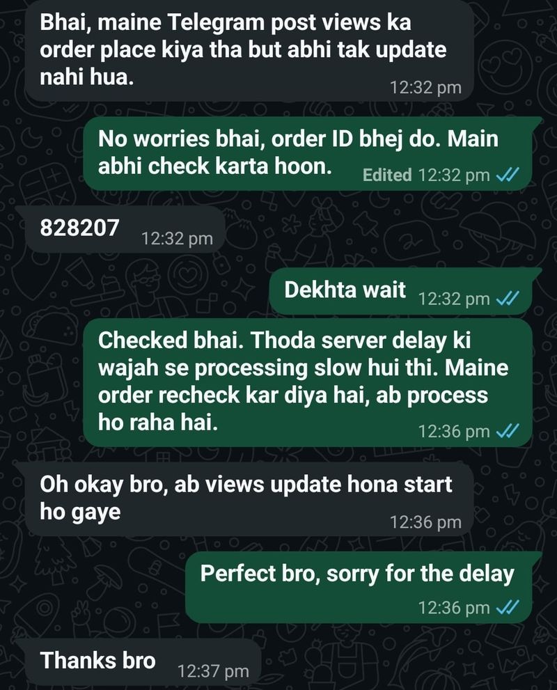 Support Experience - screenshot of a WhatsApp conversation with a customer