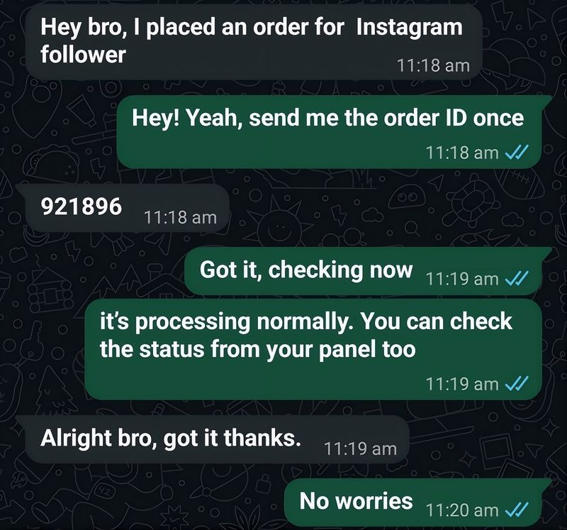 Order Update - screenshot of a WhatsApp conversation with a customer