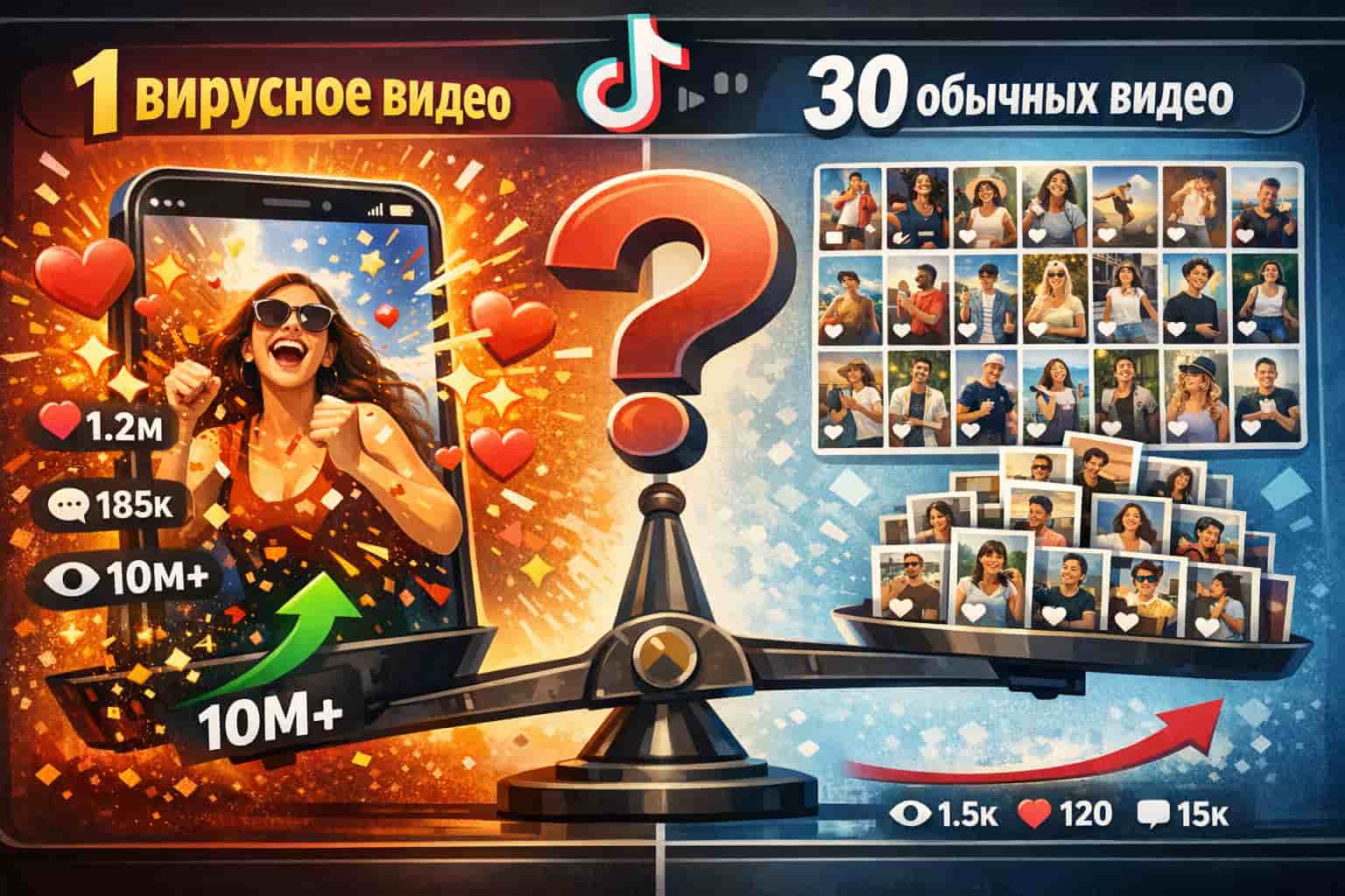 1 вирусное видео или 30 "нормальных": что TikTok продвигает на самом деле