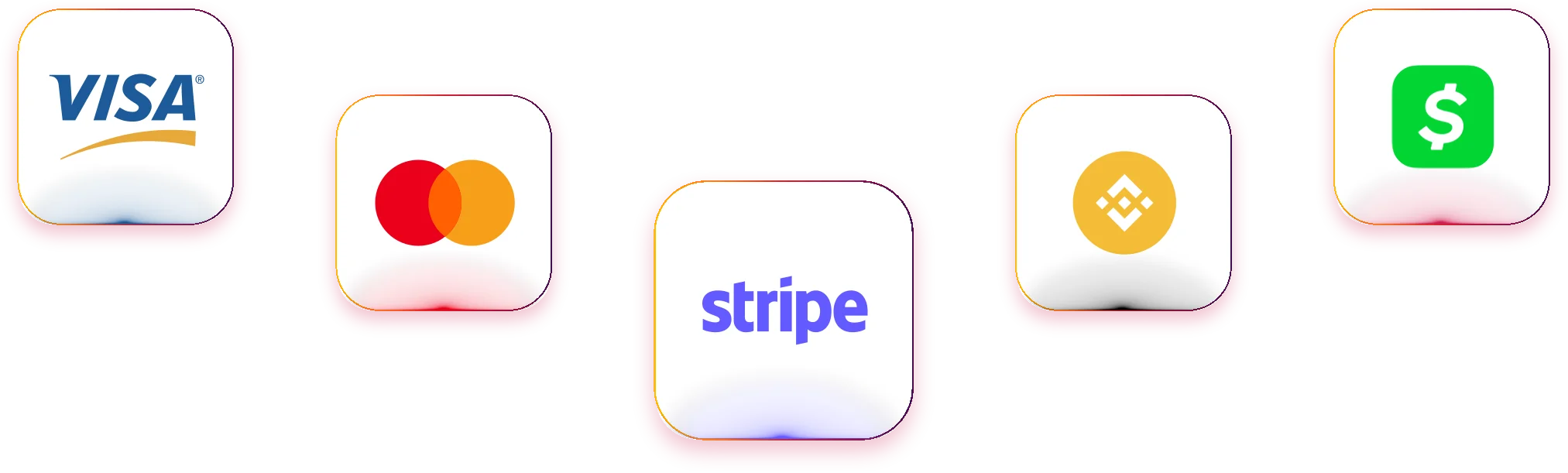 Accepted payment methods: Visa, Mastercard, Stripe, Binance, and Cash App