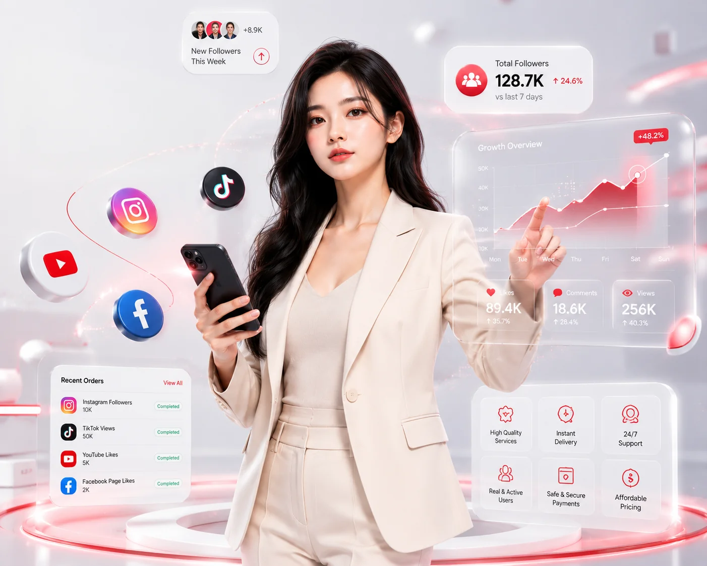 HQ Promo dashboard and social growth analytics